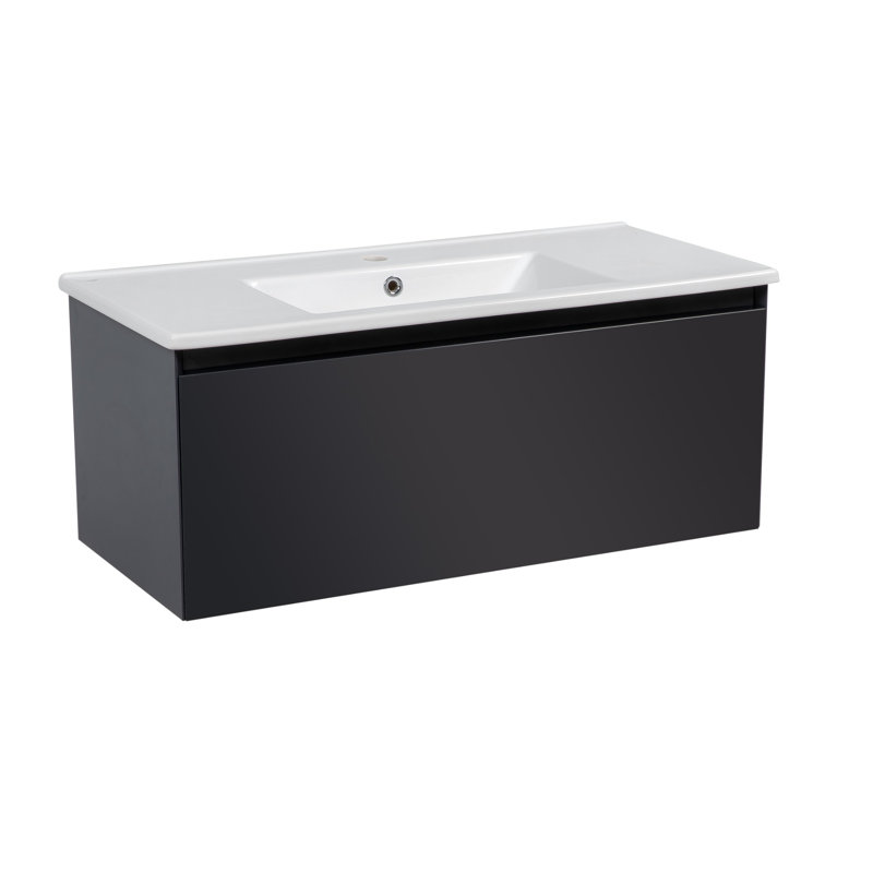 Jakkob-W_Meuble-lavabo mural moderne avec lavabo - MDF non toxique et ignifuge 40 po - Collection Diamant 40 po