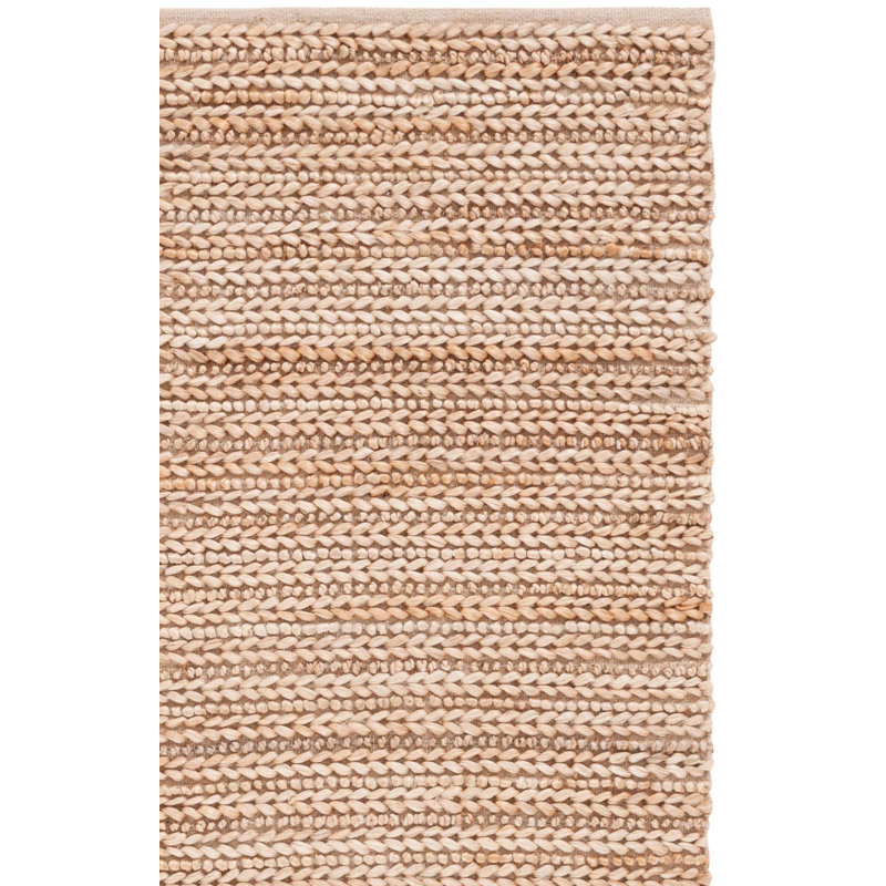 Kazuhito Natural Fiber Handwoven Jute/Cotton Rug in Ivory/Natural/Brown, Rectangle 8' x 10'