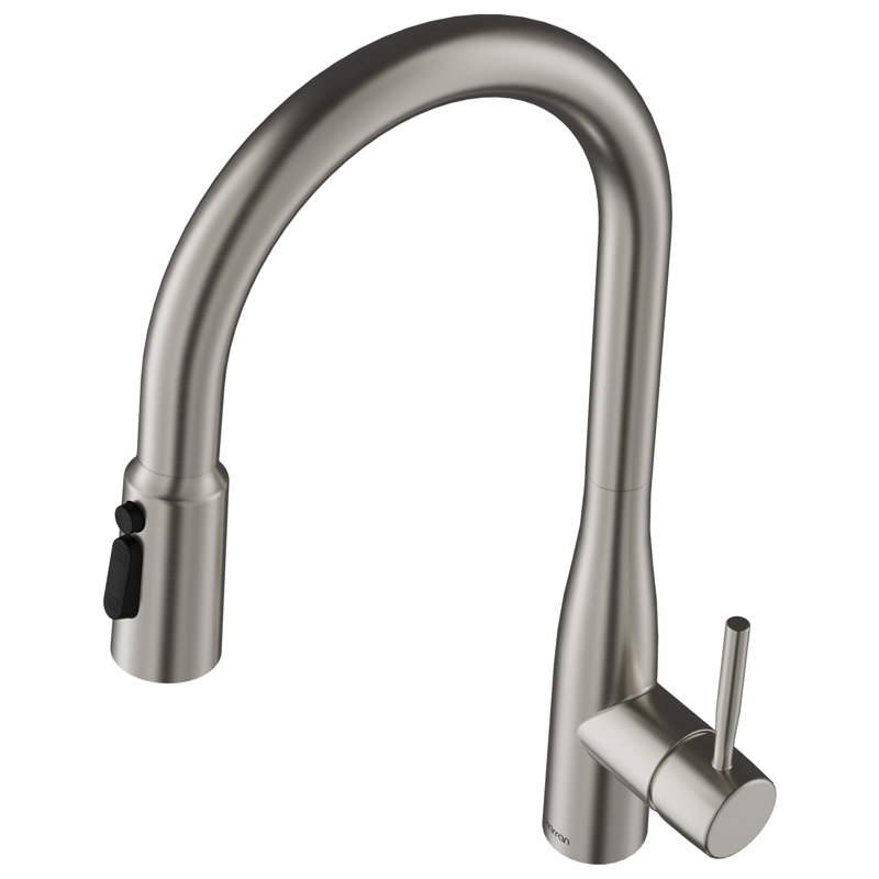 Karran Pull-Down Kitchen Faucet with Interchangeable Sprayers, Multi-Function Spray, High-Arc Design in Spot-Free Stainless Steel