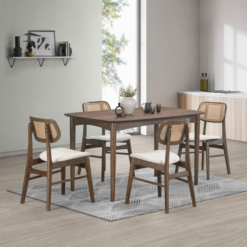 Ensemble repas 5 pièces Solace avec chaises courbées, Brown, 4