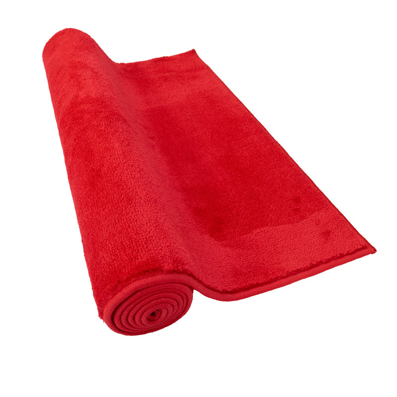 Custom Size Anti-Slip Machine Washable Antibacterial Medium Profile Cut Pile Polypropylene / Olefin Material Solid Red Rug by Feet