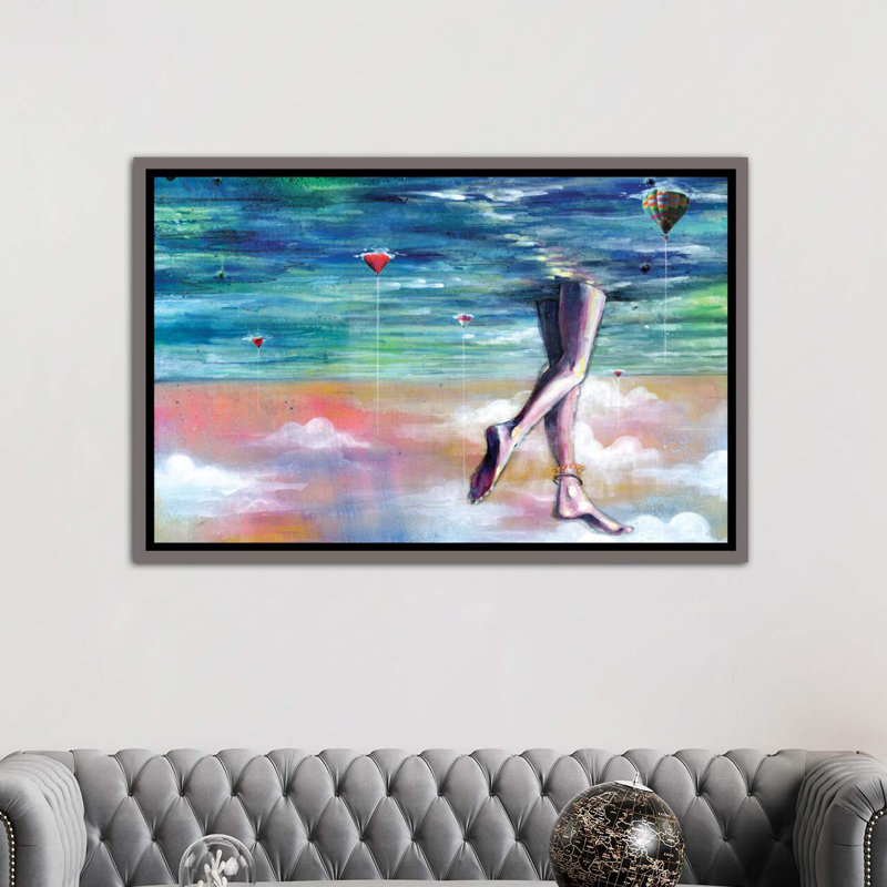 « cloud walk »-impression, H 32 po x l 48 po x P 1,5 po, Toile encadrée de bois rustique foncé