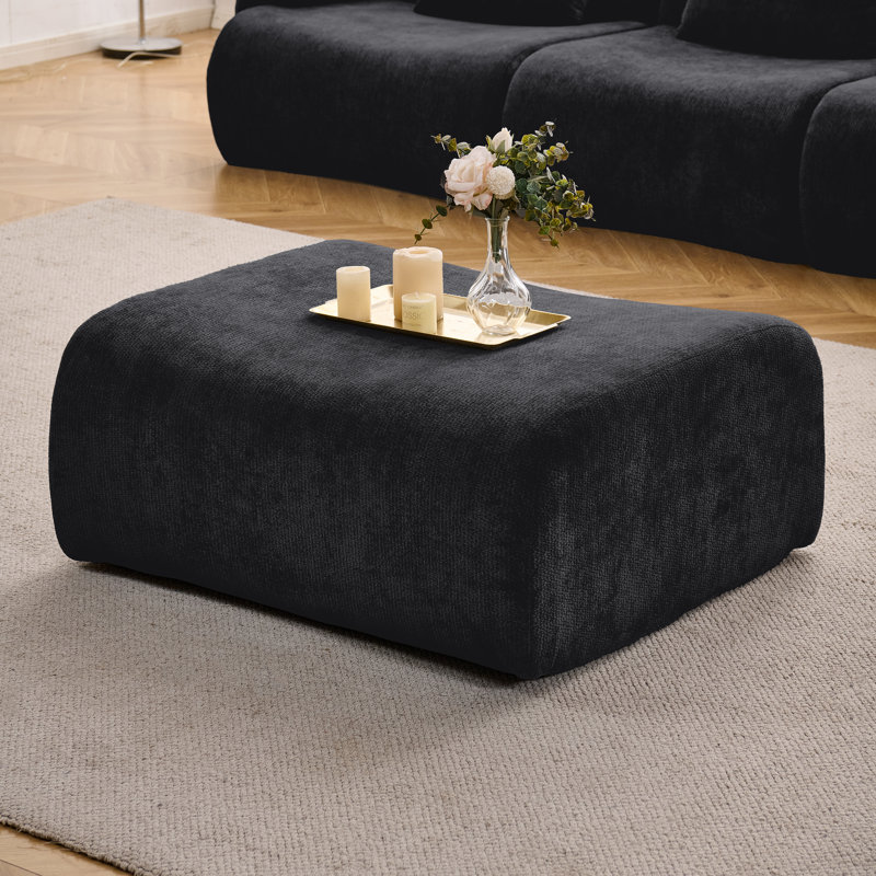 35.5"  Upholstered Modular Compression Ottoman, Black