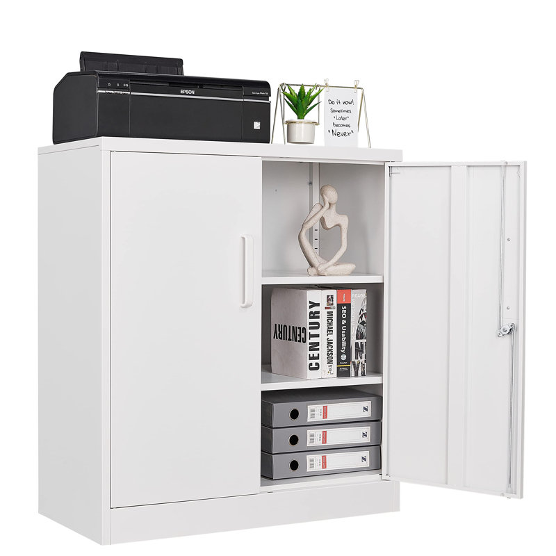 Armoires de rangement en métal avec serrure, petits armoires en acier avec casier, tablettes réglables 2 portes pour la maison, le bureau, l'entrepôt, le garage