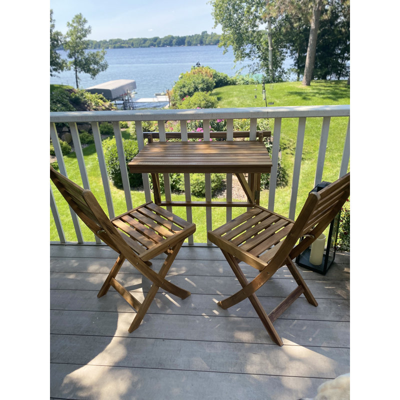 Set of 2 Golden Teak Acacia Wood Folding Patio Chairs