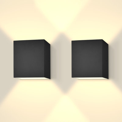 Luxrite Square LED Up And Down Wall Sconces, 5 Color Options, 15W, 1000 Lumens, White 2 Pack