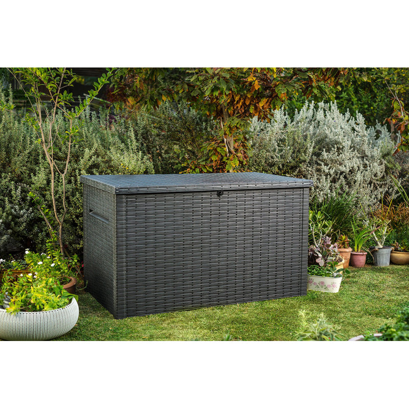 Keter Java 230 Gallon XXL Durable Resin Outdoor Storage Deck Box For Furniture and Supplies, Black
