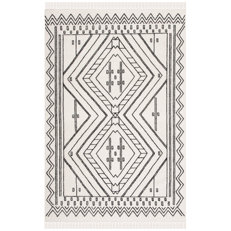 Tapis d'intérieur ivoire / noir Deaver, Rectangle 4 pi x 6 pi