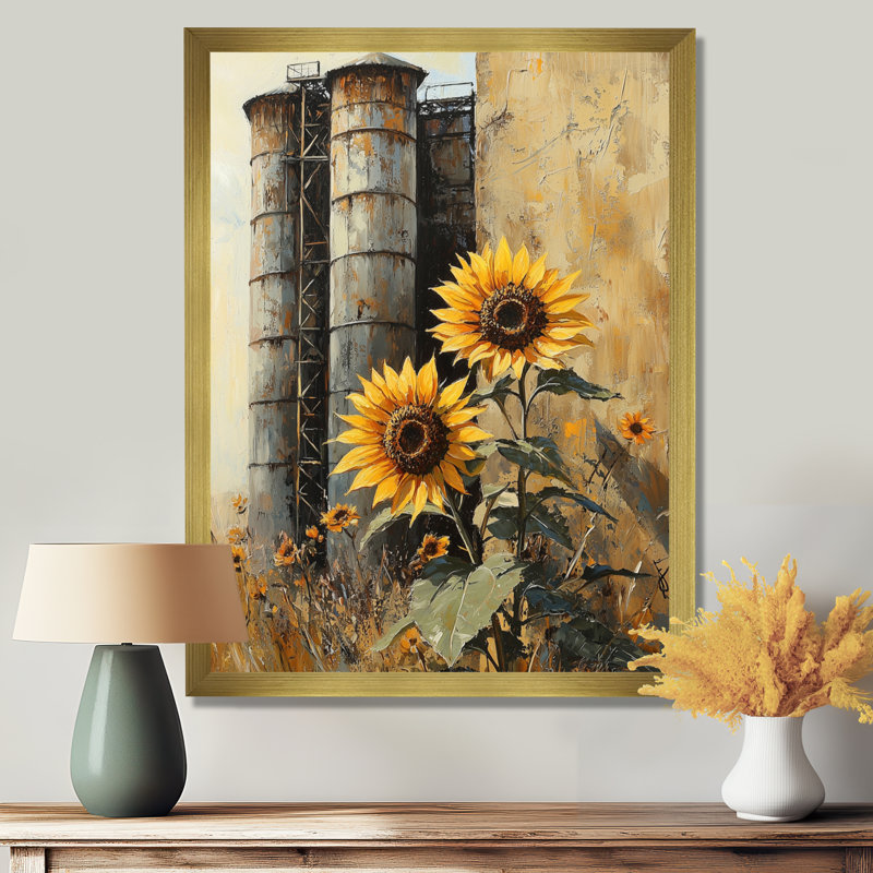 Dolci - art mural floral, H 20 po x l 12 po, Reproduction encadrée sans passe-partout, Doré