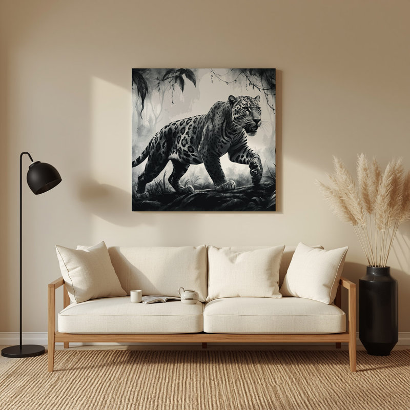 Art mural en métal noir Wildlife Jaguar, H 12 po x l 12 po