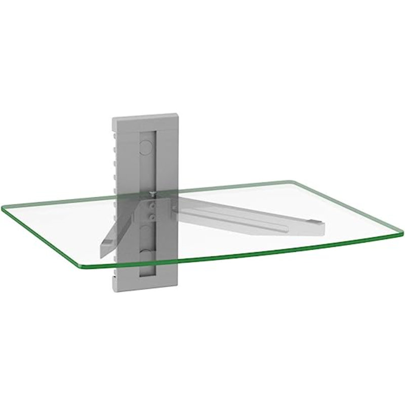 ToccoLeggero 11'' H x 15'' W Metal And Glass Shelf, Silver