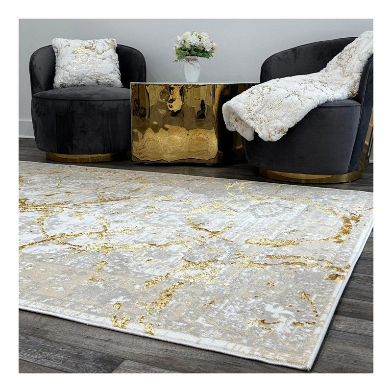 Conception abstraite de cercles de tapis Penina, Rectangulaire 2 pi x 3 pi