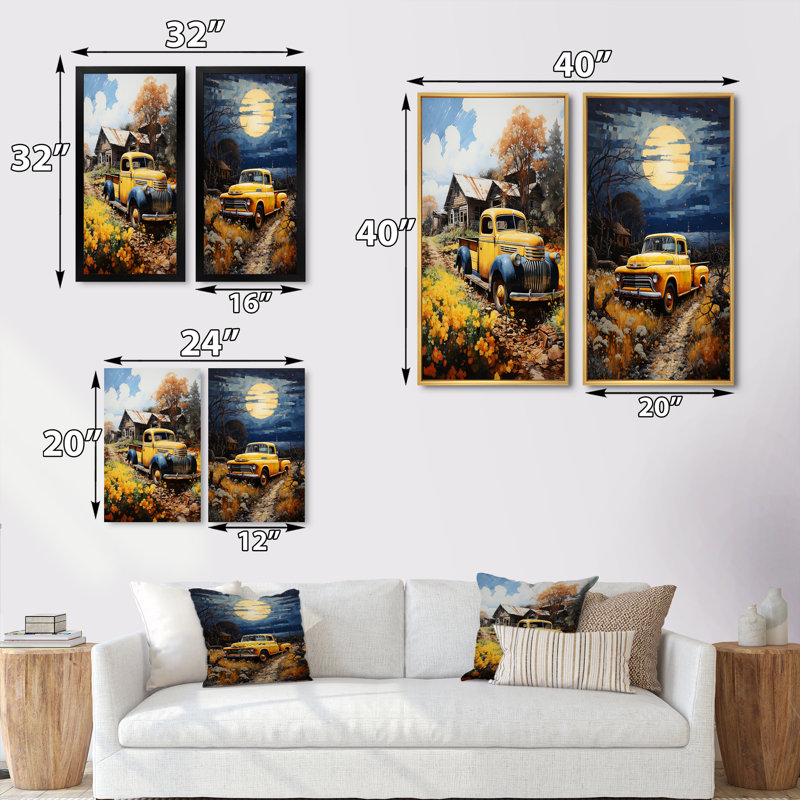 «Pickup Truck Rustic Rides», 2 pièces, Toile tendue, H 20 po x l 24 po