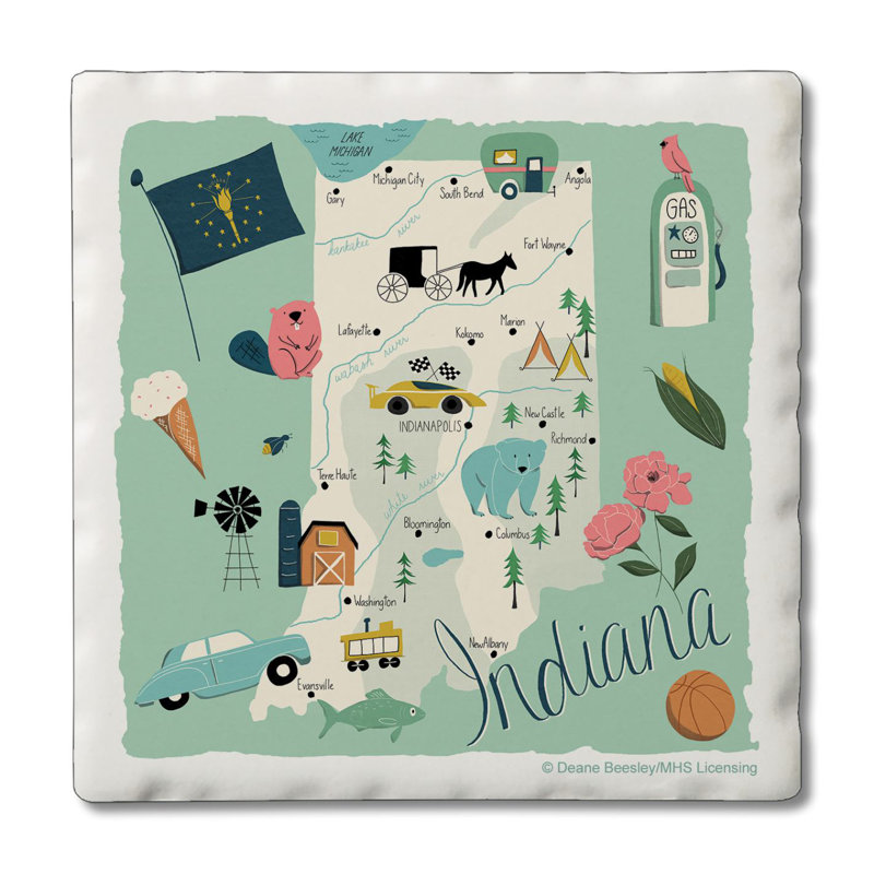 Indiana 4 Piece Tumbled Tile Coaster Set