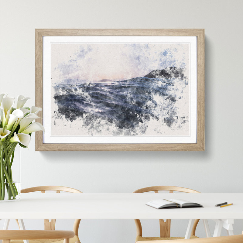 Ocean Moods - Picture Frame Graphic Art Print, 45cm H x 63cm W x 2cm D, Oak Framed