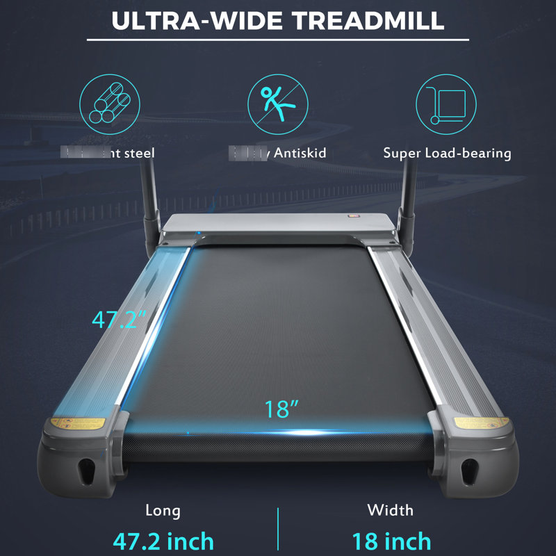 Tapis de course portatif 3,5 HP - 14 km/h, capteur de fréquence cardiaque, compact, pour la maison, amortissant les chocs