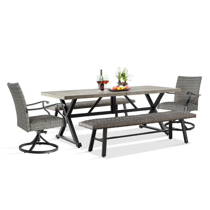 8 - Person Patio Dining Set Umbrella Hole Included Rectangular Table