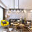 Adjustable 5-Light Farmhouse Industrial Linear Pendant Light Walnut-1689036449