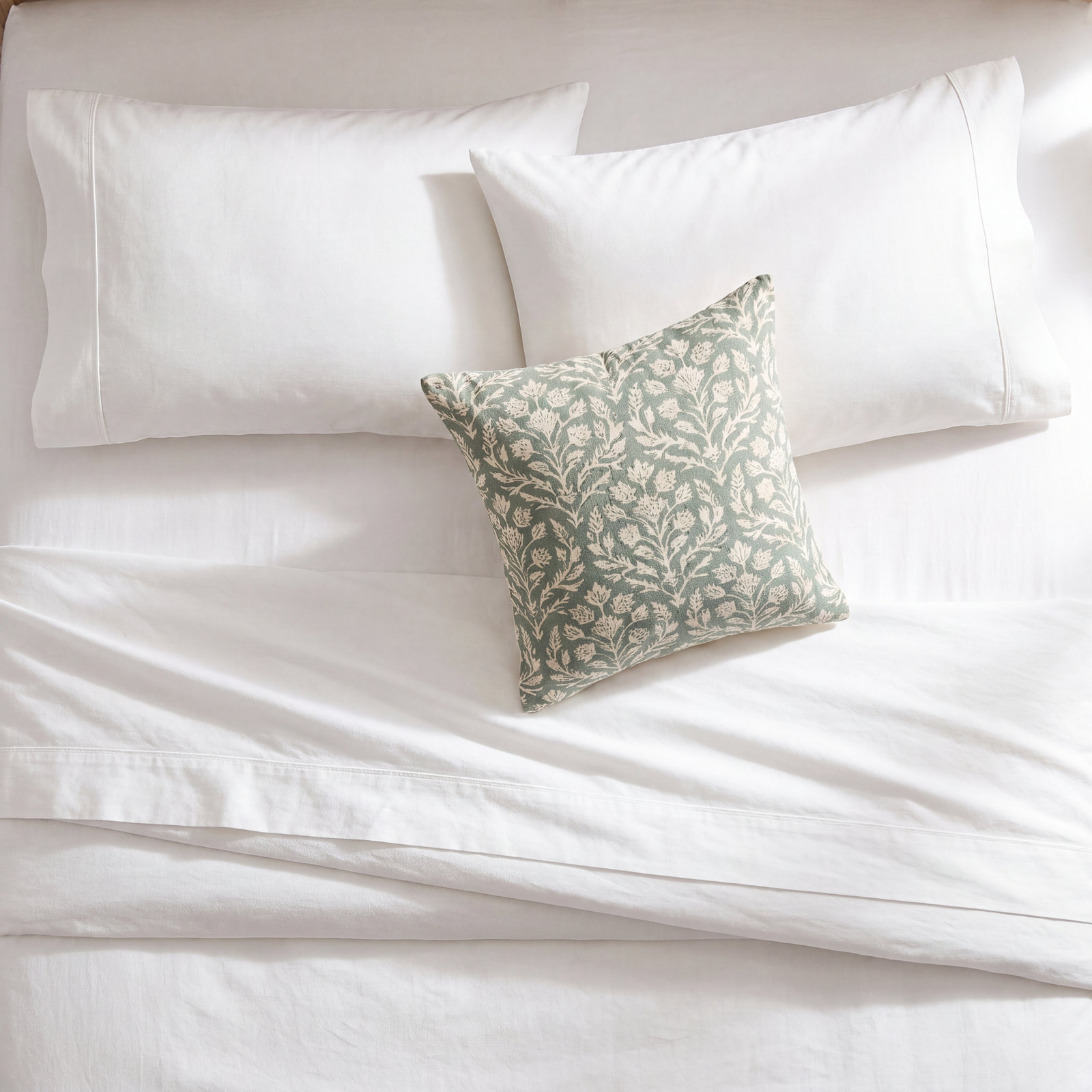 Jeffen Linen Blend Pillowcase, King, White