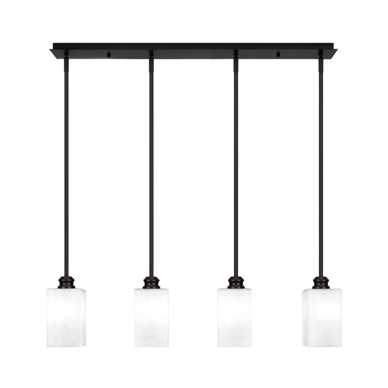 Edge 4 Light Linear Pendalier Shown With White Muslin Glass, Espresso, 10.5" H x 34.25" W x 4" D