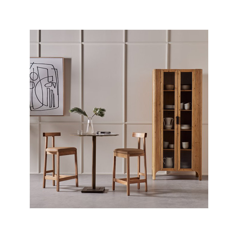 Easah Leather Bar & Counter Stool, Natural, Counter Stool (36.50” Seat Height)
