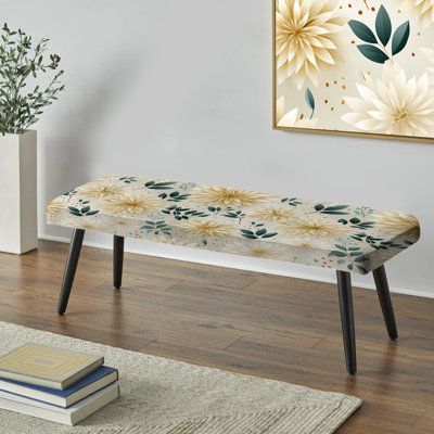 Motif de fleurs de mandalas œillets - banc rembourré floral noir