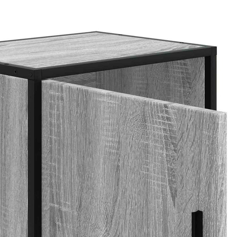 40cm W Metal Bedside Table, Grey Sonoma