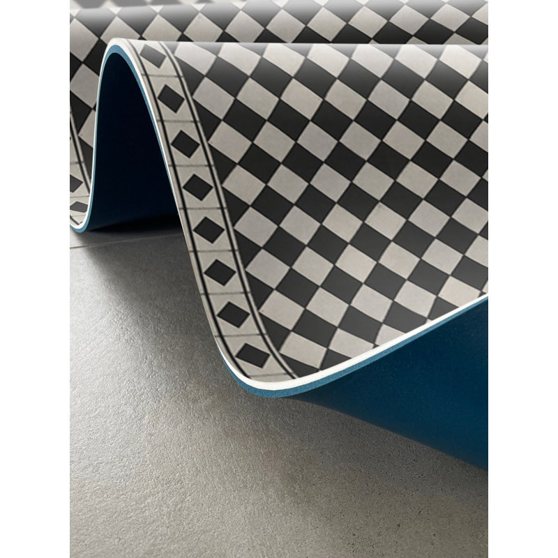 Chess Black Cushioned Kitchen Mat, Rectangle 2' x 3'
