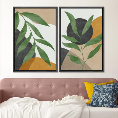 Formes géométriques de style Mid-Century géométriques abstraites, art mural, décoration nordique, 2 pièces