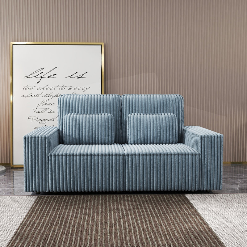 Canapé à compression en éponge désossée en velours côtelé, adapté aux salons, Gris