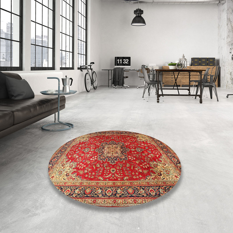 Dezra Oriental Indoor Rug, Round 4'