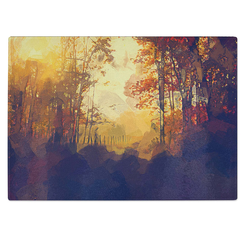 Tempered Glass Woodland Path in Poland in Abstract Chopping Board, 28.5 cm W x 20 cm L