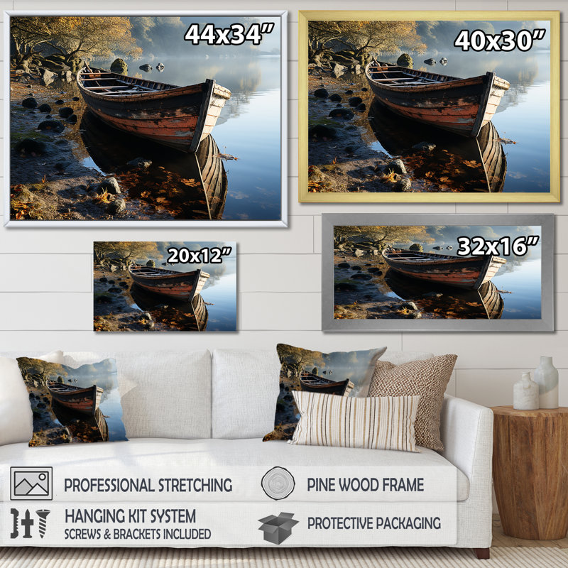 «Sailing Charm In The Morning Mist», reproduction sur toile, H 34 po x l 44 po, Cadre flottant doré