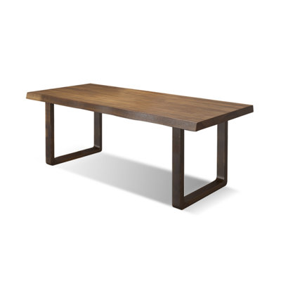 Nut-Brown Rectangular Solid Wood Dining Table