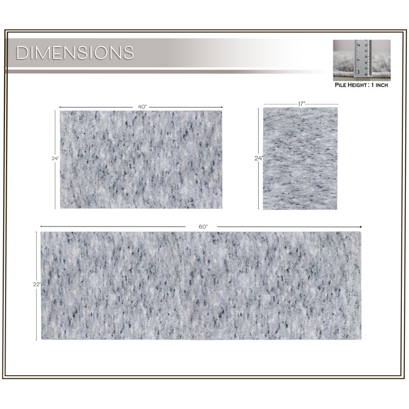 Ensemble de tapis de bain en microfibre de luxe 3 pièces, envers en caoutchouc antidérapant, ultra-absorbant, séchage rapide, tapis de salle de bain en peluche lavables à la machine pour baignoire, lavabo, meuble-lavabo et douche, gris