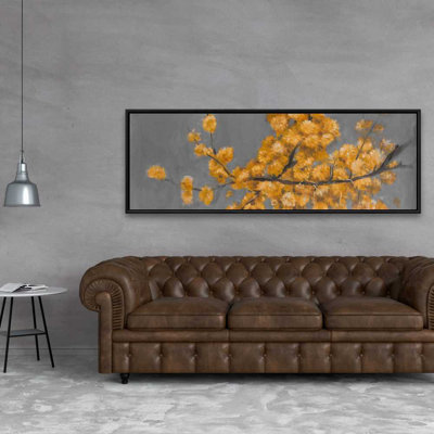 Golden Wattle Plant Canvas Art - Stylish Home Decor | Gray Livingroom