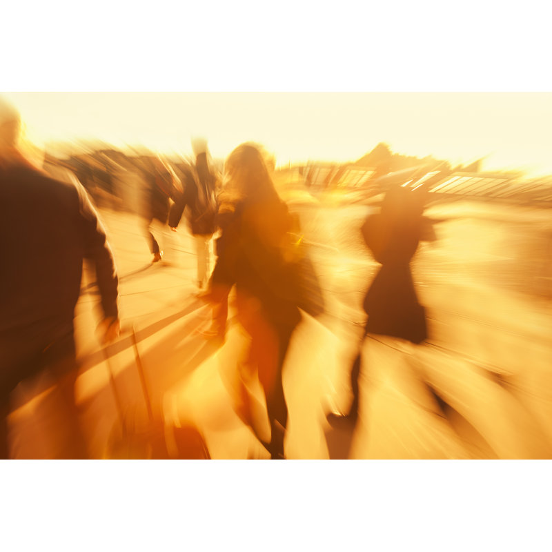 Office Workers Walking Fast In Sun Rays, Blurred Motion, London by Bim - No Frame Art Prints on Canvas, 61cm H x 91cm W
