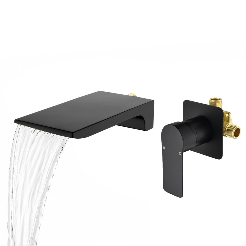 Ensemble de robinet de baignoire cascade avec inverseur, robinet de baignoire mural haut débit, robinet de baignoire à poignée simple avec connecteur NPT 1/2 po