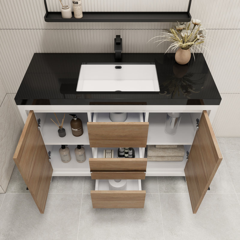 Ensemble de meuble-lavabo simple 48 po Enhaut, Chêne blanc