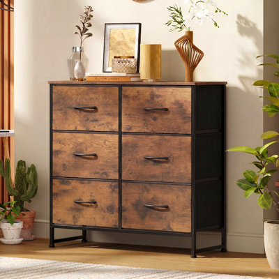  Ojaswi 6-Drawer Dresser for Bedroom, Modern Dresser with Wood Top, Chest of Drawerrs with Sturdy Metal Frame For Closets, Living Room 