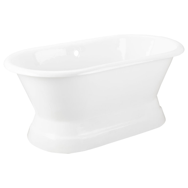 Henley 72" Free Standing Cast Iron Soaking Tub with Center Drain and Drain Assembly, Brushed Nickel