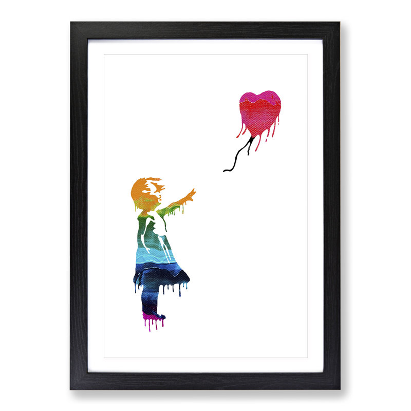 Banksy Balloon Girl - Picture Frame Graphic Art, 36cm H x 27cm W x 2cm D, Black