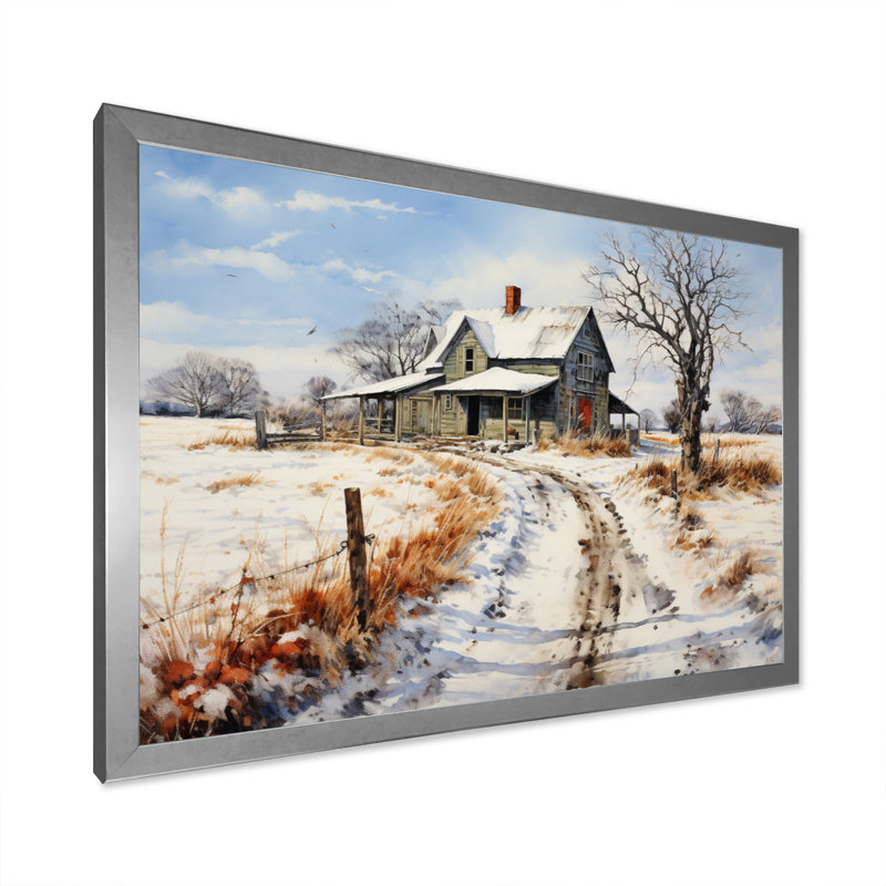 Markela Farmhouse Country Pointillism - impression, H 34 po x l 44 po x P 1,5 po, Cadre simple argenté