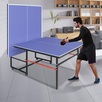 Portable collapsible Table Tennis Table Set 8FT/9FT Indoor/Outdoor Ping Pong Table Quick Assembly Net 2 Paddles 3 Balls Single Player Playback for Family Recreation & Gifts