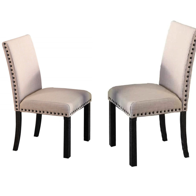 Chaises de salle à manger rembourrées en tissu naturel de 2 pièces