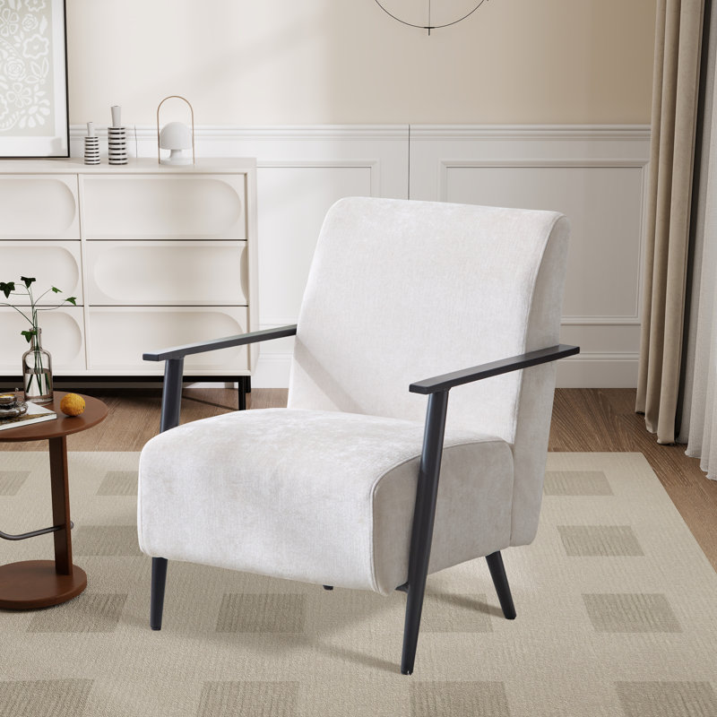 Fauteuil d'appoint rembourré avec structure en métal, Polyester beige