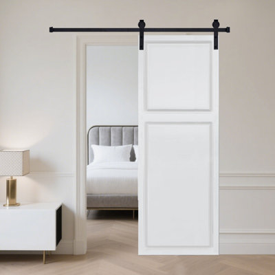 2-Panel Cottage style  door 3/4" thick 22 in. x 80 in. MDF White Barn Sliding Door With Hardware kit