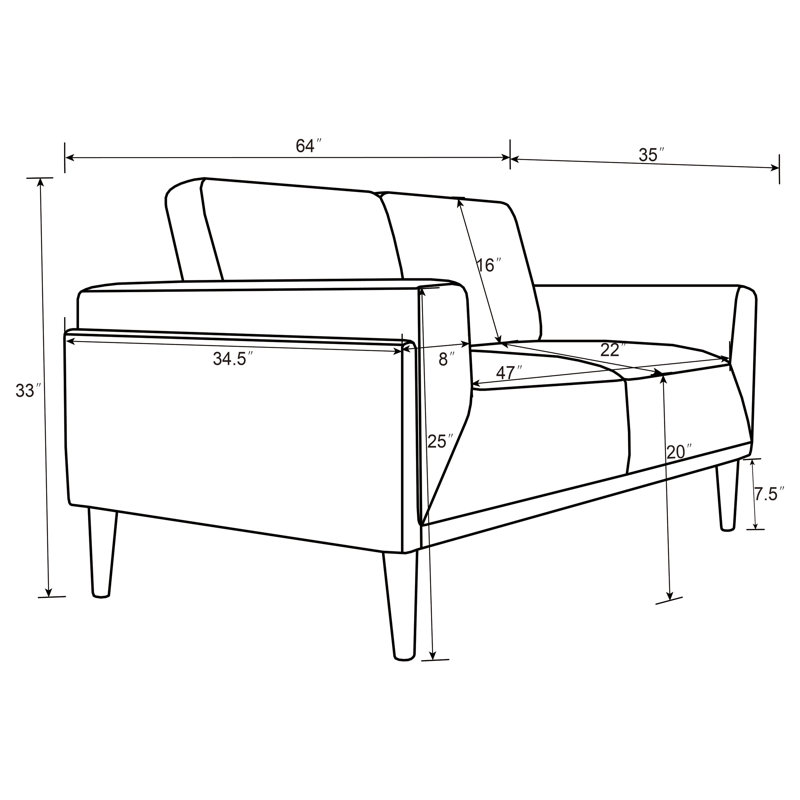 Birju Upholstered 64'' Loveseat, Gray Woven Fabric