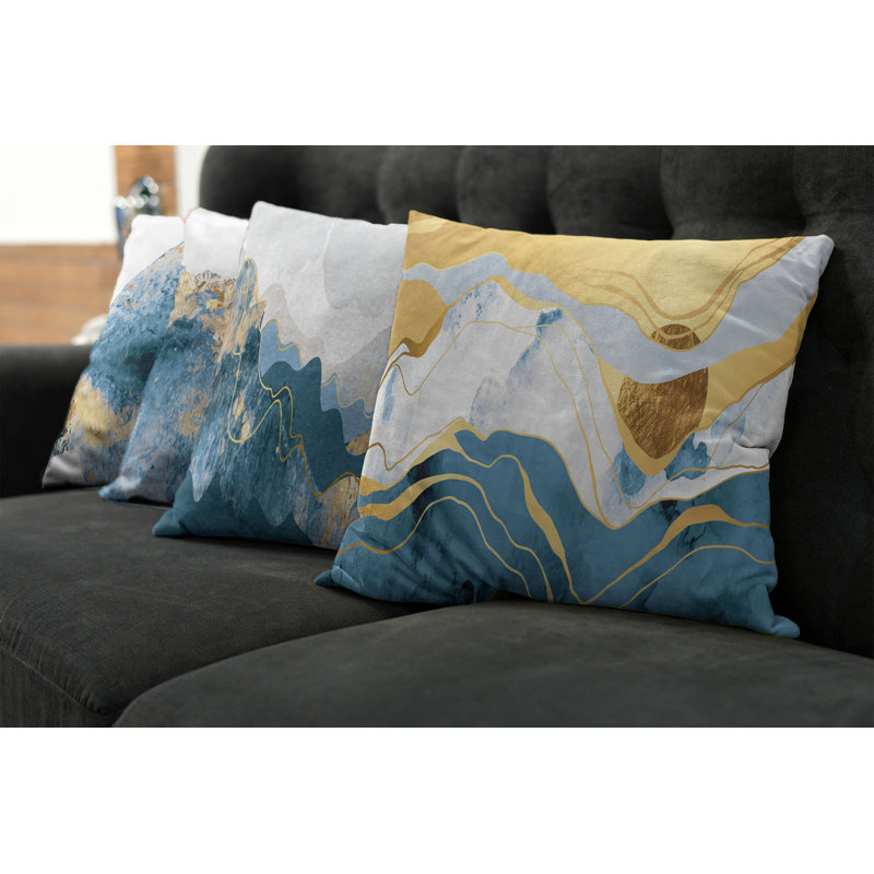 Housse de coussin Millersburg, 12 po x 20 po, Moutarde / bleu ciel