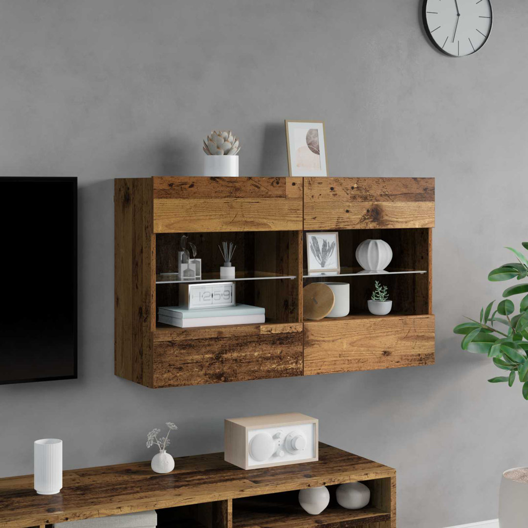 TV Wall Cabinets With LED Lights TV Wall Unit Storage Floating TV Unit